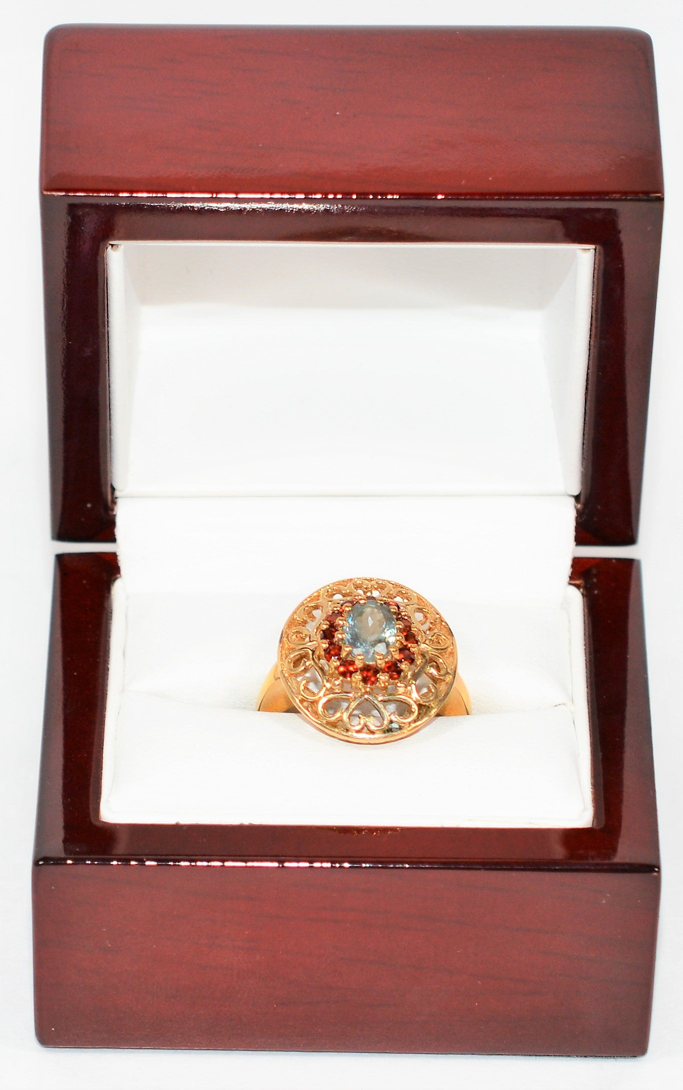 Natural Paraiba Tourmaline & Garnet Ring 10K Solid Gold 1.42tcw Gemstone Ring Women's Ring Ballerina Ring Vintage Jewelry Fine Jewellery