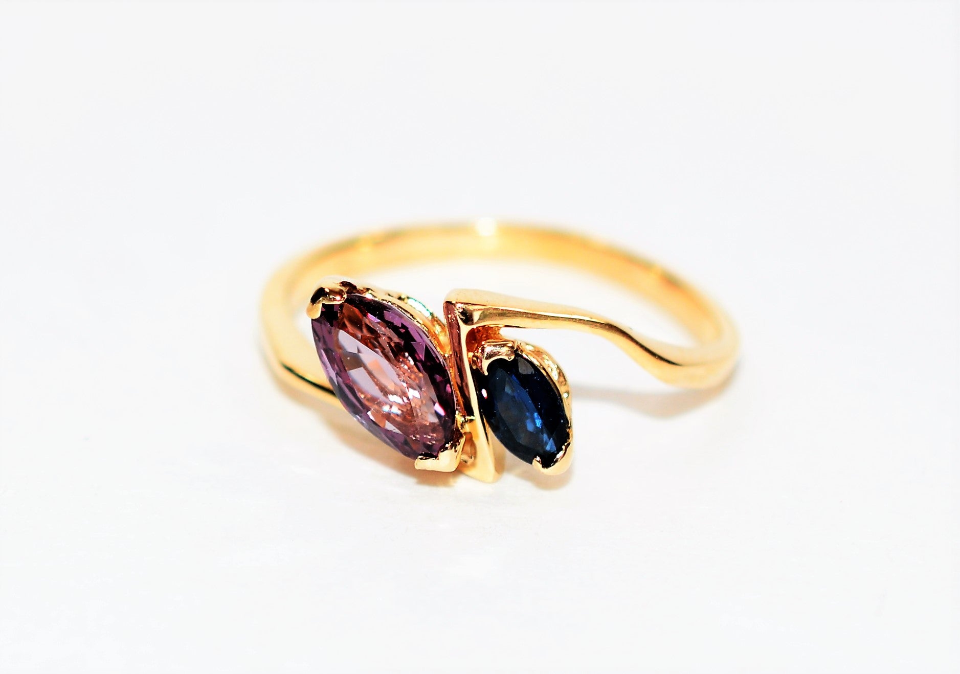Natural Spinel & Blue Sapphire Ring 14K Solid Gold .86tcw Gemstone Ring Birthstone Ring Multistone Ring Statement Ring Women's Ring Jewelry