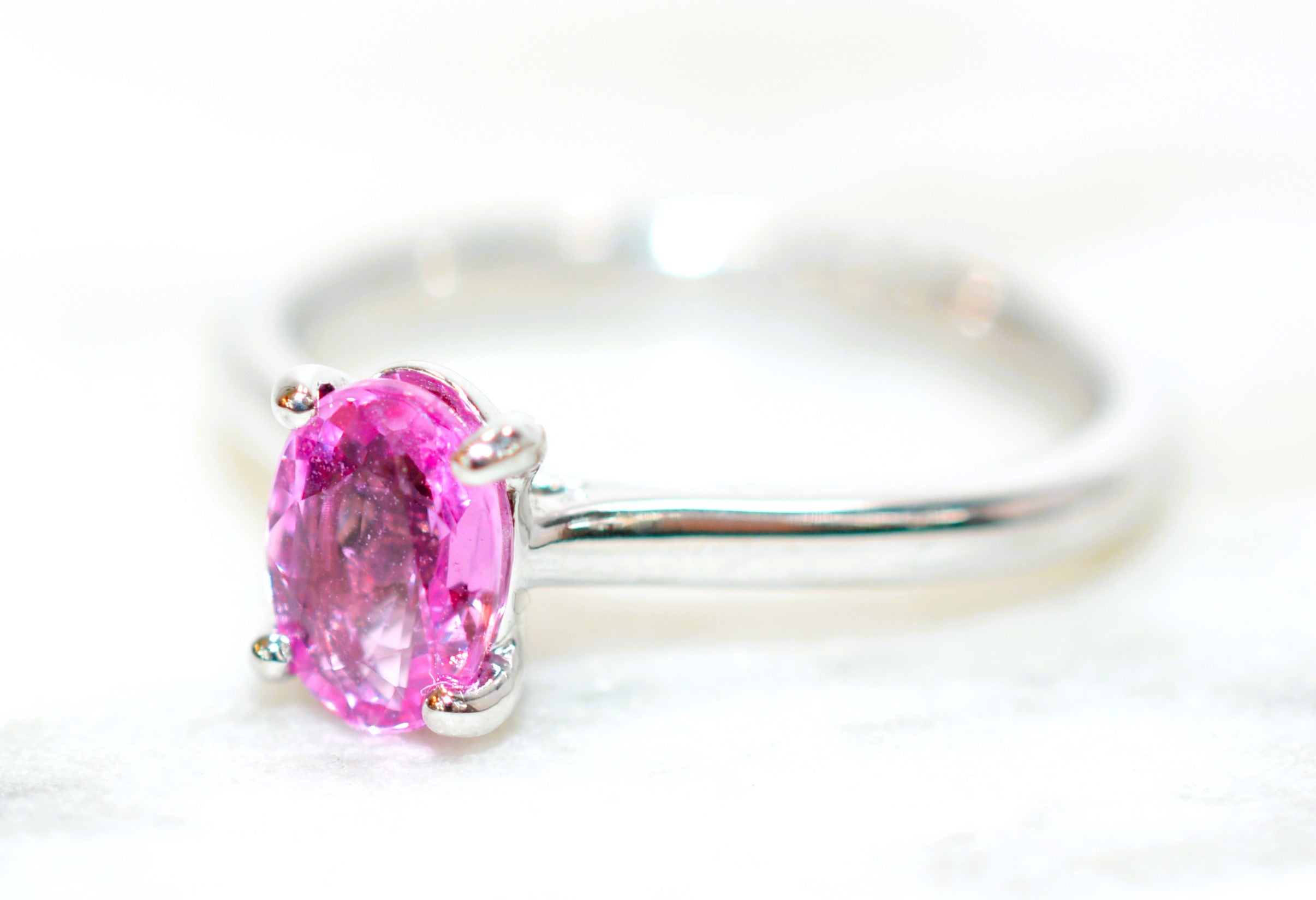 Natural Padparadscha Sapphire Ring White Gold Ring .91ct Ceylon Ring Sapphire Ring Solitaire Ring Engagement Ring Bridal Jewelry Pink Ring