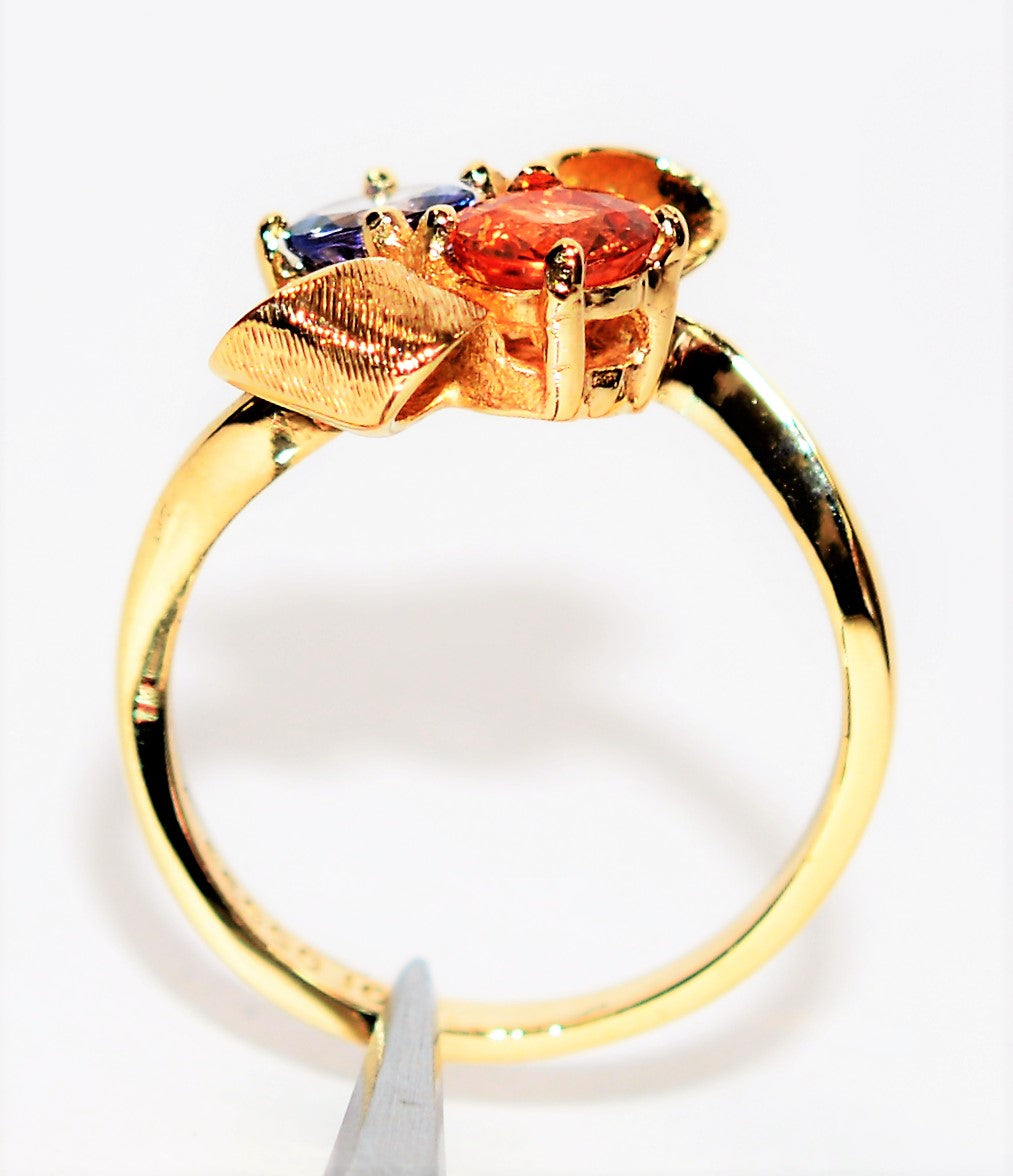 Natural Tanzanite & Padparadscha Sapphire Ring 10K Solid Gold 1tcw Bow Ring Tanzanite Ring Gemstone Ring Multistone Ring Birthstone Ring
