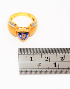 Natural Tanzanite & Diamond Ring 18K Solid Gold 1.23tcw Statement Ring Gemstone Ring December Birthstone Ring Cocktail Ring Tanzanite Ring