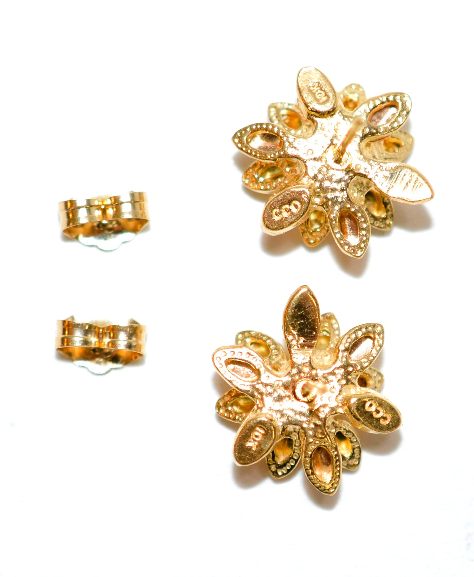 Natural Diamond Earrings 10K Solid Gold .06tcw Black Hills Gold Earrings Black Hills Dakota Leaf Flower Earrings Nature Earrings Tri Color