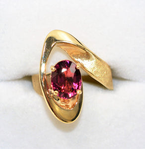 Natural Rubellite Ring 14K Solid Gold 1.51ct Pink Tourmaline Ring Solitaire Ring Gemstone Ring Cocktail Ring Statement Ring Birthstone Ring
