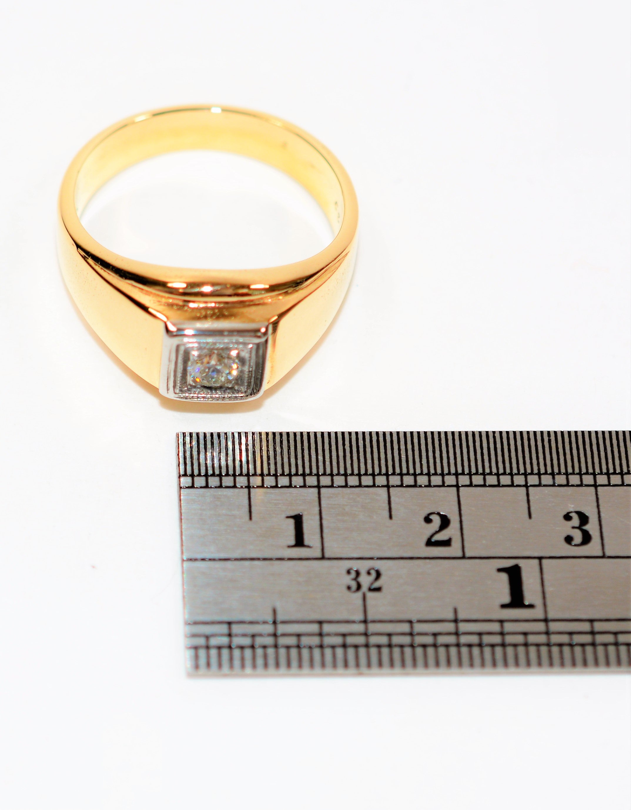 Natural Diamond Ring 14K Solid Gold .22ct Solitaire Ring Statement Ring Cocktail Ring Birthstone Ring Estate Jewelry Vintage Ring Men's Ring