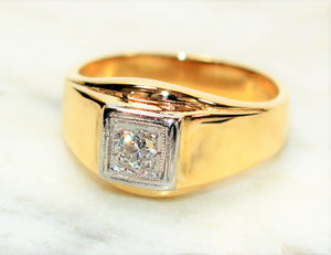 Natural Diamond Ring 14K Solid Gold .22ct Solitaire Ring Statement Ring Cocktail Ring Birthstone Ring Estate Jewelry Vintage Ring Men's Ring