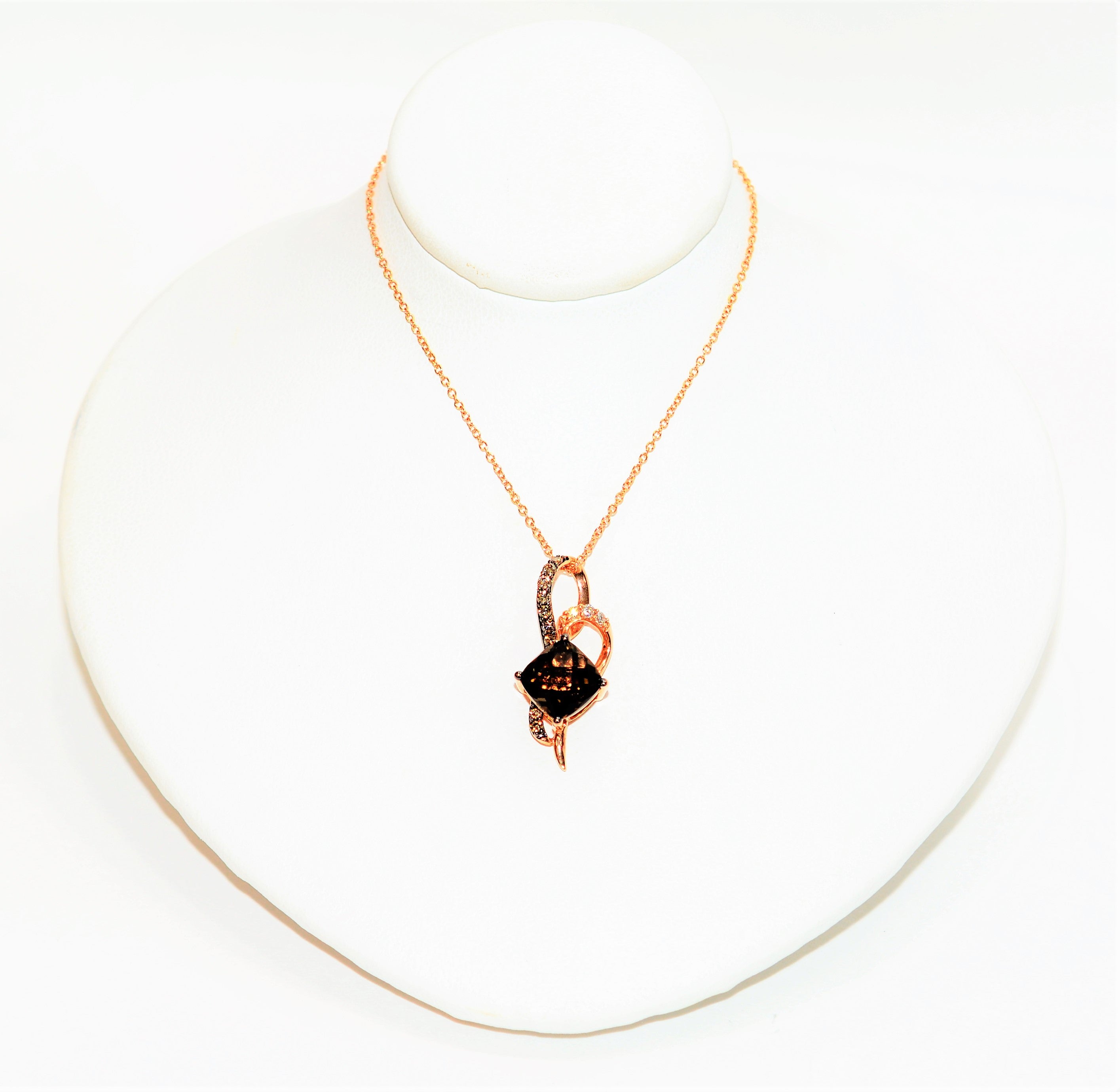 LeVian Natural Smoky Quartz & Diamond Pendant Necklace 14K Solid Rose Gold 2.45tcw LeVian Necklace Birthstone Necklace Designer Necklace