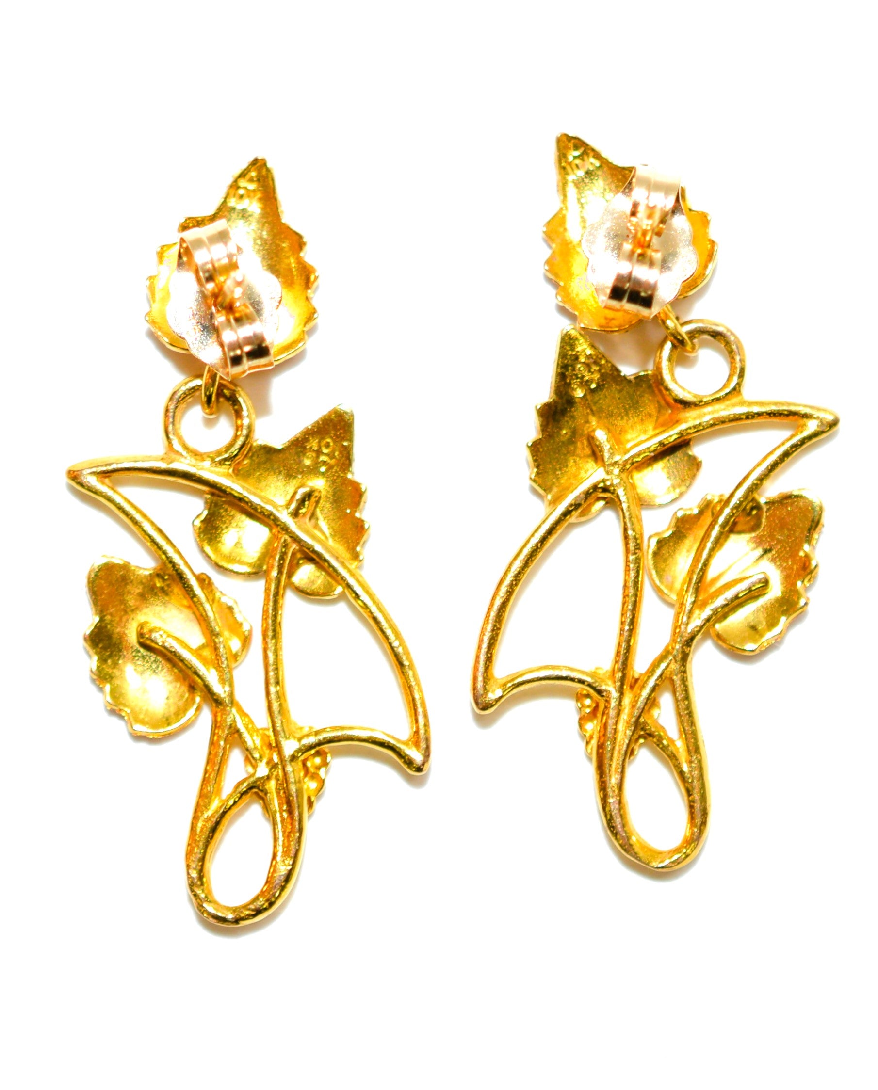 Black Hills Gold Earrings 10K Solid Gold Leaf Earrings Tri-Color Gold Earrings South Dakota Dangle Drop Earrings American USA Estate Vintage