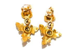 Black Hills Gold Earrings 10K Solid Gold Leaf Earrings Tri-Color Gold Earrings South Dakota Dangle Drop Earrings American USA Vintage Estate
