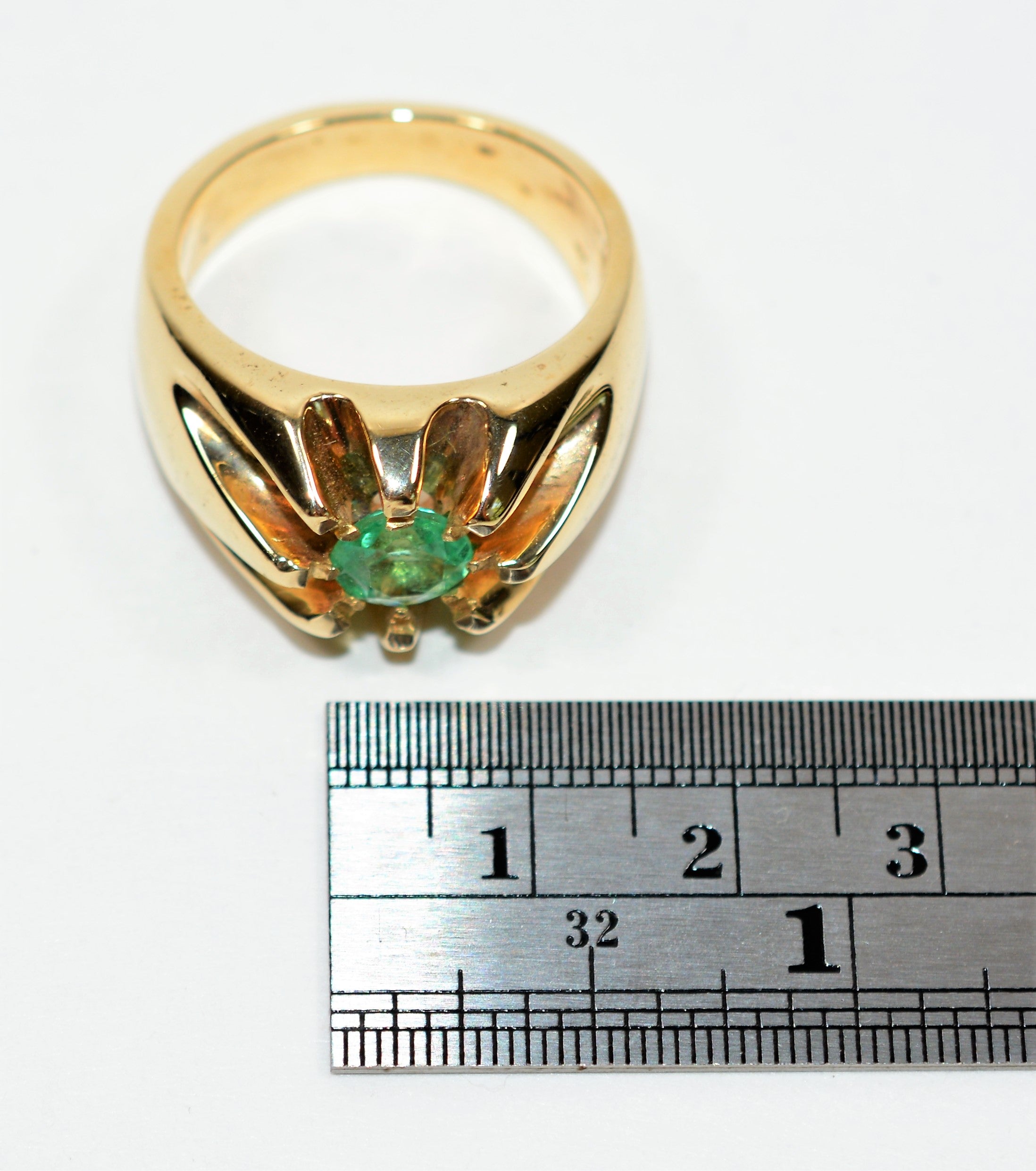 Natural Colombian Emerald Ring 10K Solid Gold 1.10ct Solitaire Ring Statement Ring Men's Ring May Birthstone Ring Vintage Ring Estate Ring