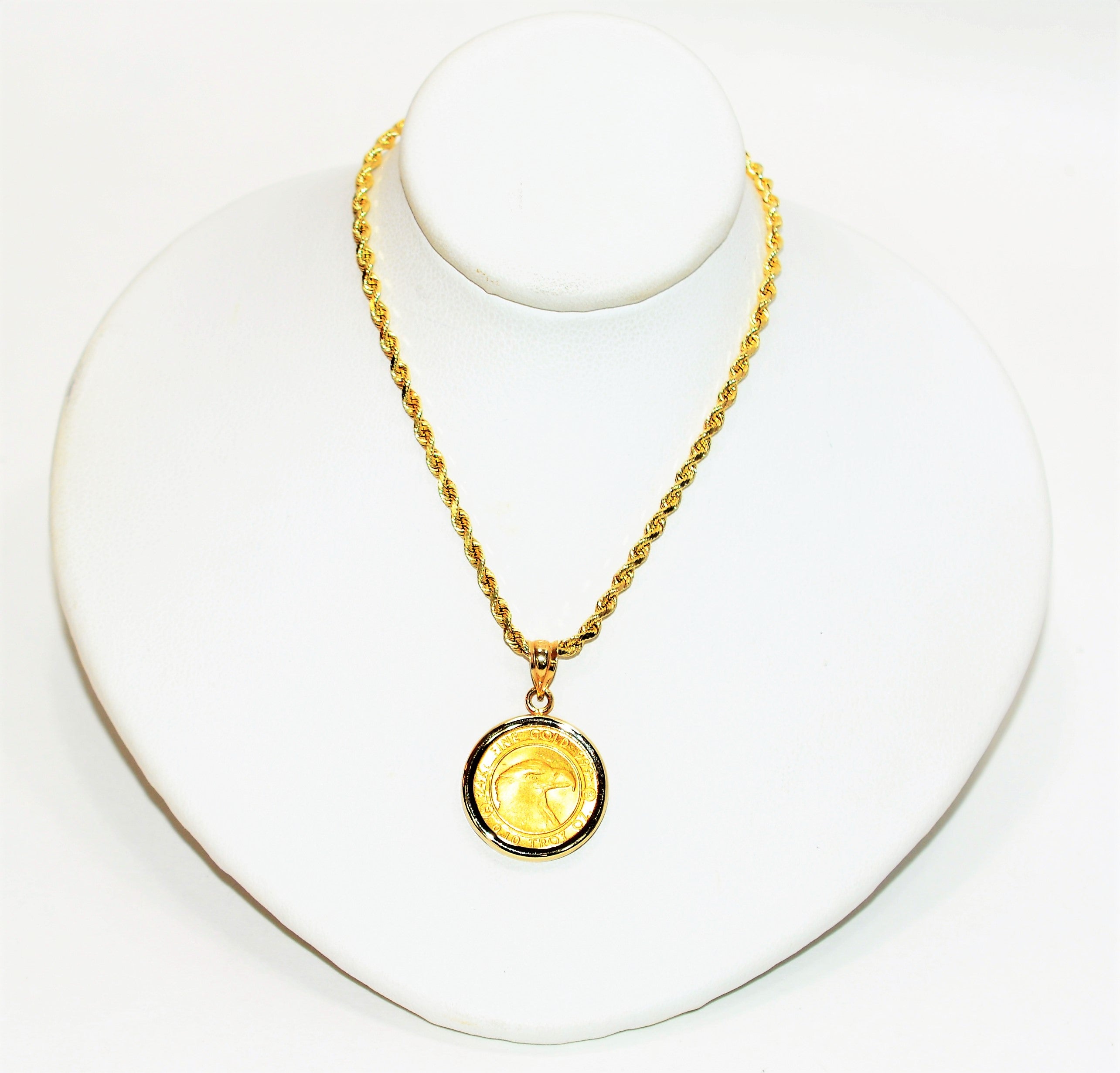 24K Solid Gold .10oz Prospector Gold Round 2021 Coin Necklace 14K Solid Gold Pendant Gold Necklace Coin Necklace Coin Pendant Ingot Jewelry