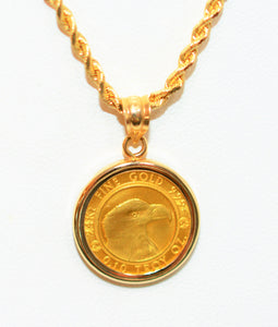 24K Solid Gold .10oz Prospector Gold Round 2021 Coin Necklace 14K Solid Gold Pendant Gold Necklace Coin Necklace Coin Pendant Ingot Jewelry