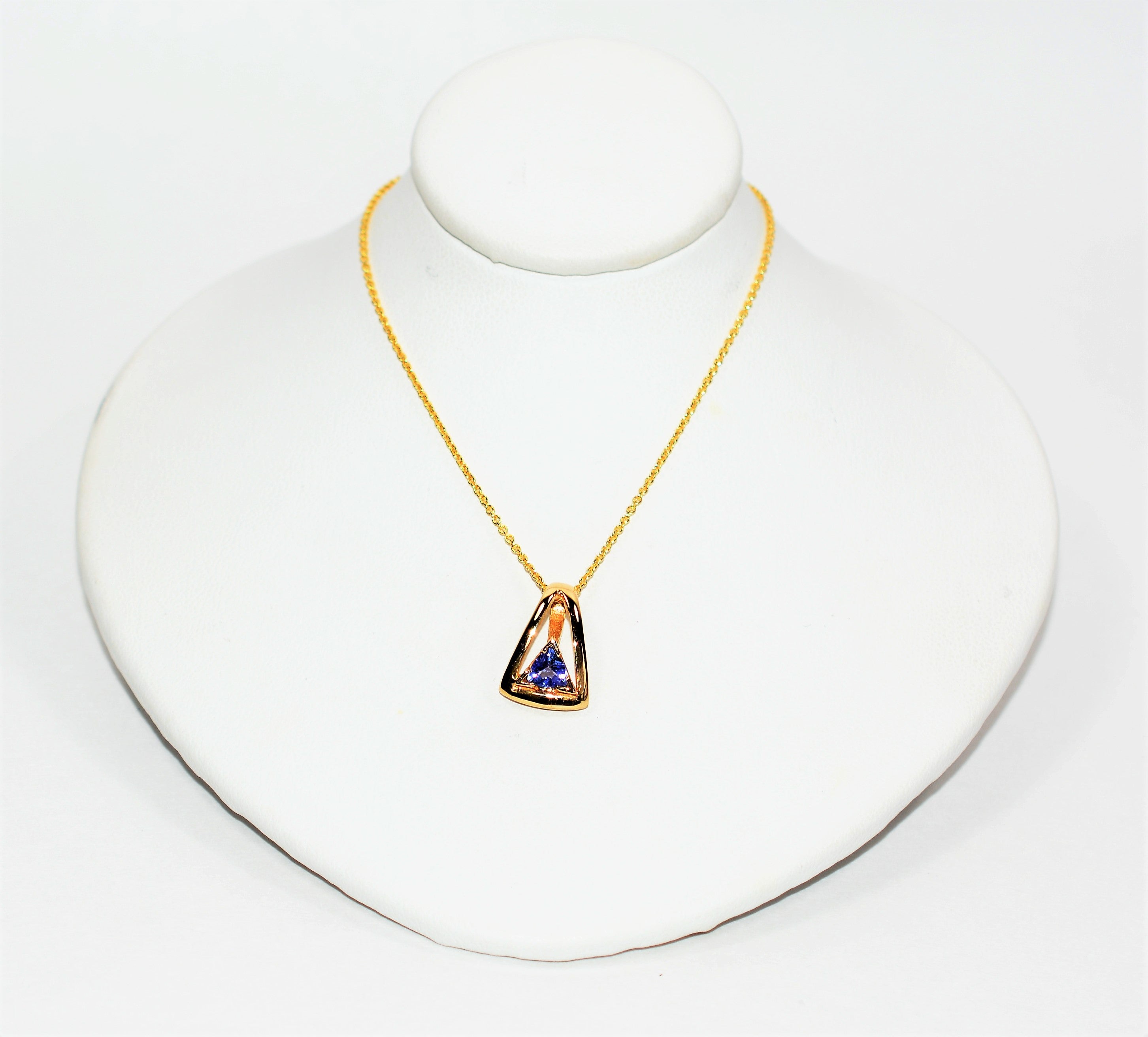 Natural D'Block Tanzanite Necklace 14K Solid Gold .33ct Pendant Necklace Gemstone Necklace Statement Necklace Womens Necklace Estate Jewelry