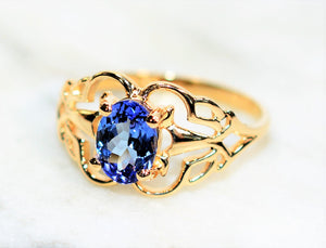 Natural Tanzanite Ring 14K Solid Gold .81ct Solitaire Ring Gemstone Ring December Birthstone Ring Vintage Ring Fine Jewelry Estate Jewellery