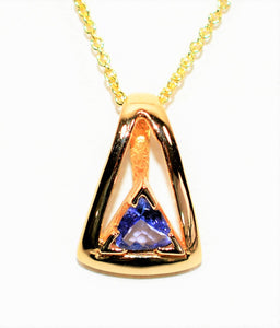 Natural D'Block Tanzanite Necklace 14K Solid Gold .33ct Pendant Necklace Gemstone Necklace Statement Necklace Womens Necklace Estate Jewelry