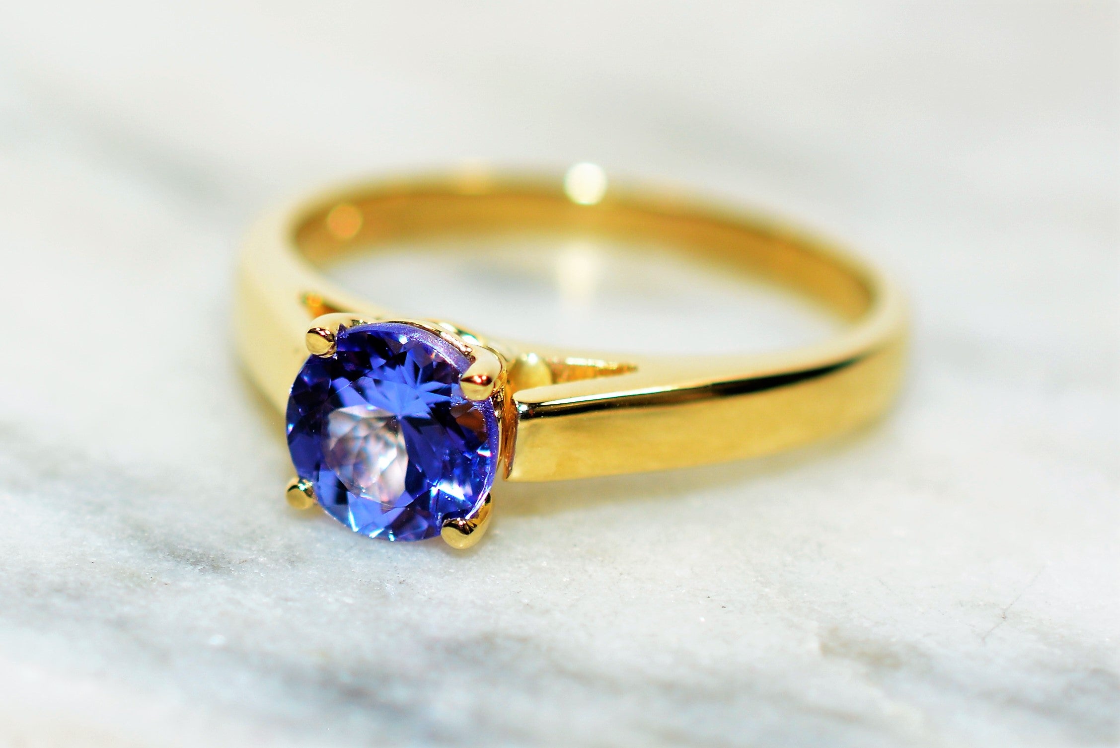 Natural Tanzanite Ring 14K Solid Gold 1.16ct Solitaire Ring Gemstone Ring Engagement Ring Wedding Ring Bridal Jewelry December Birthstone