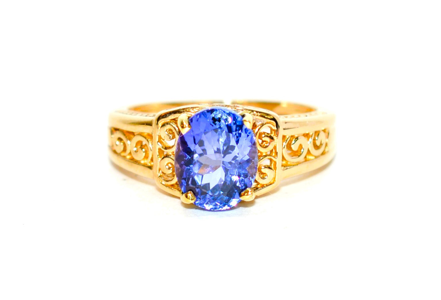 Certified Natural Tanzanite Ring 14K Solid Gold 2.69ct Solitaire Ring Vintage Ring December Birthstone Ring Estate Jewelry Jewellery