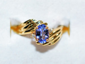 Natural Tanzanite & Diamond Ring 14K Solid Gold .79tcw Statement Ring Gemstone Ring Birthstone Ring Ladies Ring Women's Ring Cocktail Ring