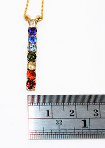 Rainbow Fancy Sapphire Necklace 14K Solid Gold 2.31tcw Pendant Necklace Gemstone Necklace Women's Necklace Statement Necklace Vintage Estate