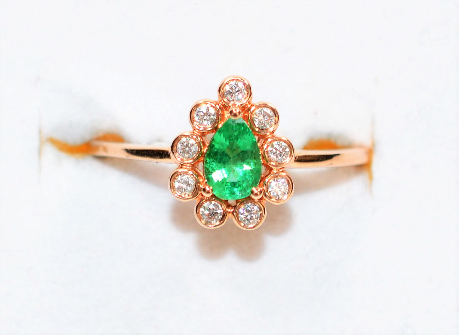 LeVian Natural Colombian Emerald & Diamond Ring 14K Rose Gold .44tcw Engagement Ring Statement Ring LeVian Bridal Jewelry Gemstone Ring Fine