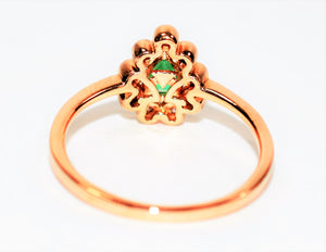 LeVian Natural Colombian Emerald & Diamond Ring 14K Rose Gold .44tcw Engagement Ring Statement Ring LeVian Bridal Jewelry Gemstone Ring Fine