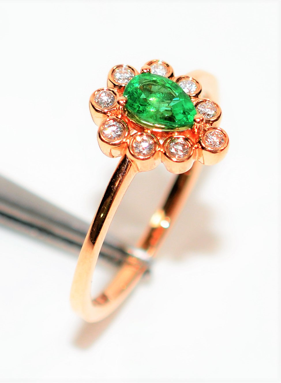 LeVian Natural Colombian Emerald & Diamond Ring 14K Rose Gold .44tcw Engagement Ring Statement Ring LeVian Bridal Jewelry Gemstone Ring Fine