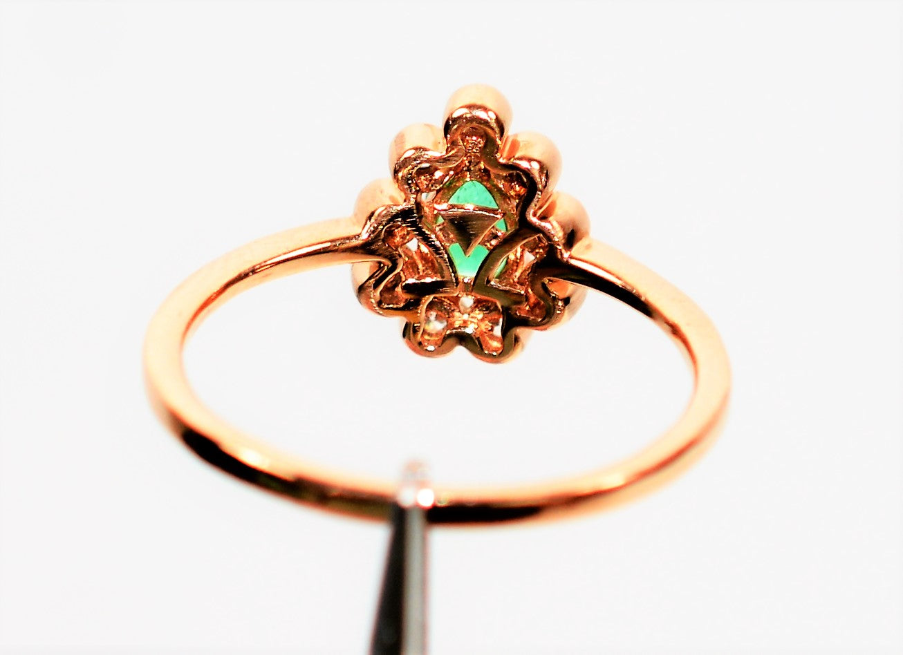 LeVian Natural Colombian Emerald & Diamond Ring 14K Rose Gold .44tcw Engagement Ring Statement Ring LeVian Bridal Jewelry Gemstone Ring Fine