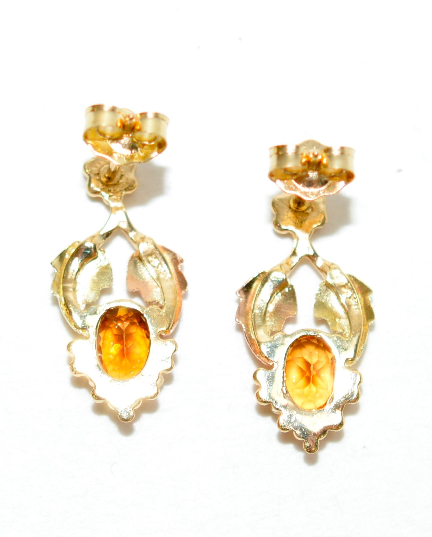 Natural Spessartine Garnet Earrings 10K Solid Gold 1.22tcw Black Hills Gold Earrings Vintage Estate Fine Jewellery Orange Birthstone Gems