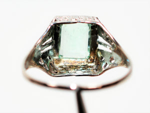 Natural Colombian Emerald Ring 10K Solid White Gold 1.85ct Solitaire Ring Antique Ring Vintage Ring Estate Jewelry Cocktail Ring Statement