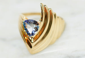 Natural Peacock Tanzanite Ring 14K Solid Gold 1.15ct Gemstone Ring Solitaire Ring December Birthstone Ring Vintage Ring Statement Jewellery