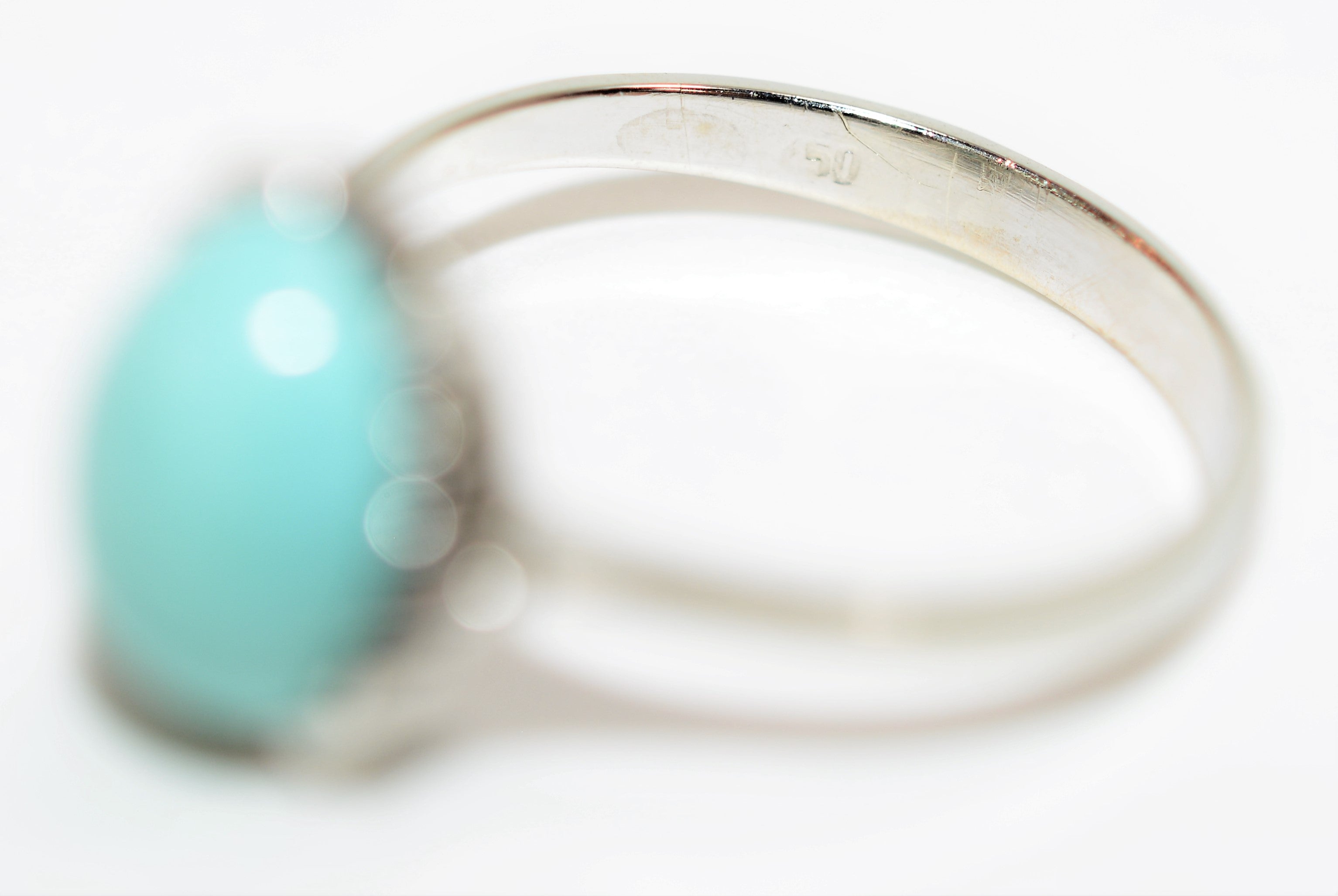 Natural Turquoise Ring 18K Solid White Gold Ring Solitaire Ring Birthstone Ring Blue Ring Cocktail Ring Statement Ring Estate Women's Ring