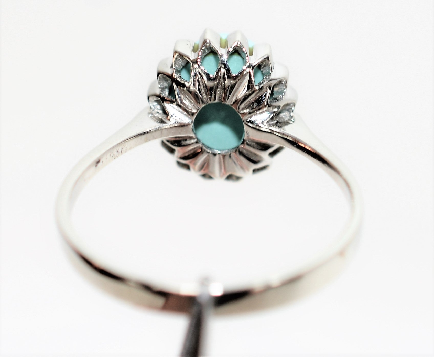 Natural Turquoise Ring 18K Solid White Gold Ring Solitaire Ring Birthstone Ring Blue Ring Cocktail Ring Statement Ring Estate Women's Ring