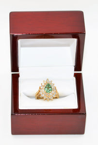 Natural Paraiba Tourmaline & Diamond Ring 14K Solid Gold 2.03tcw Cluster Ring Statement Ring Diamond Halo Gemstone Ring Engagement Ring