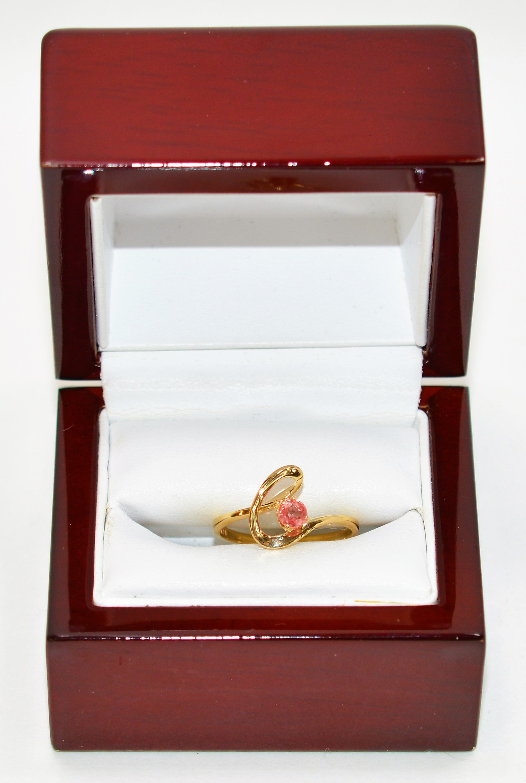 Natural Padparadscha Sapphire Ring 14K Solid Gold .31ct Solitaire Gemstone Women's Ring Estate Jewelry Fine Jewellery