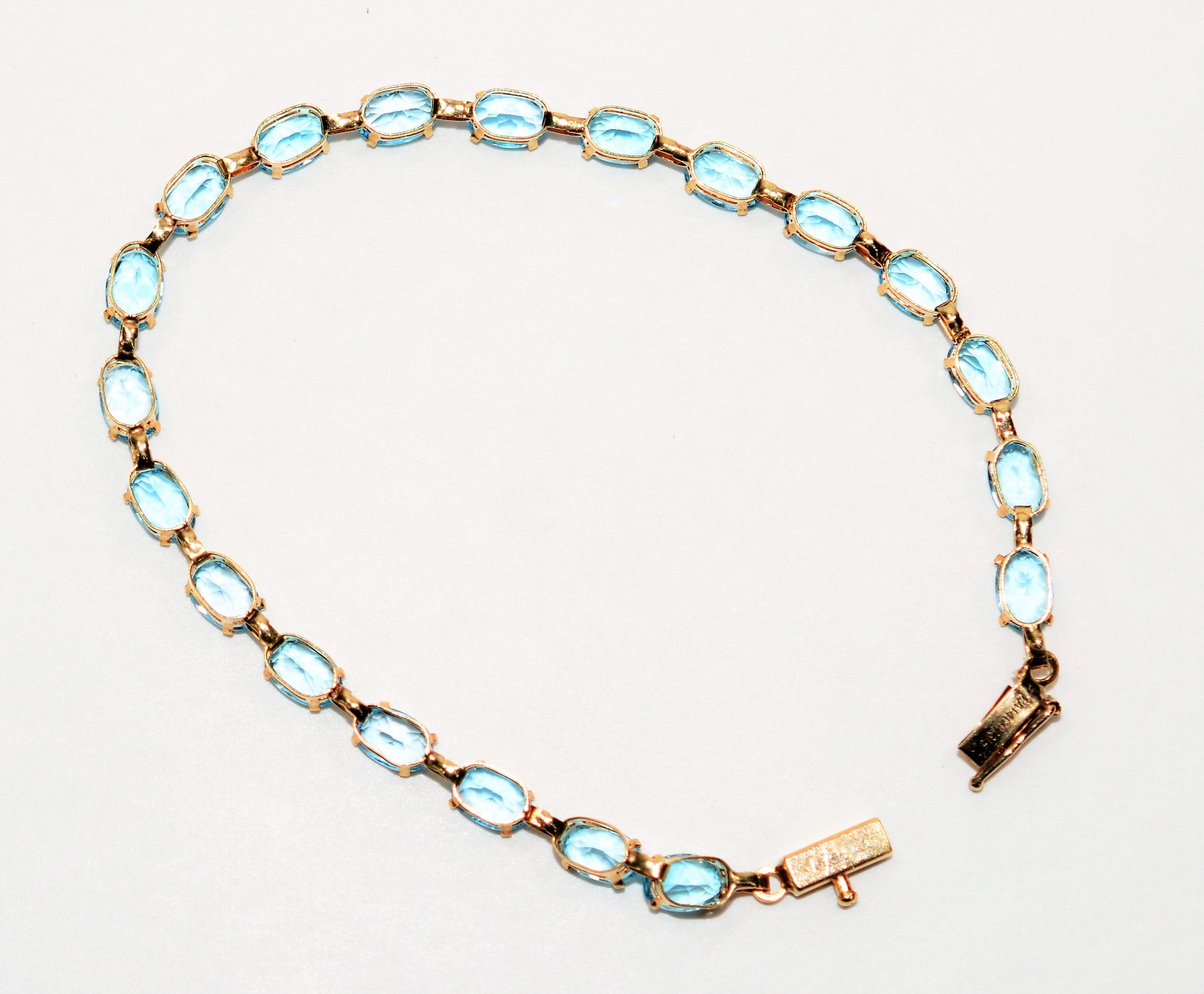 Natural Swiss Blue Topaz Bracelet 10K Solid Gold 11.60tcw Gemstone Bracelet Tennis Bracelet Birthstone Bracelet Women's Bracelet Fine Jewelry