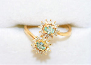 Natural Paraiba Tourmaline & Diamond Ring 18K Solid Gold .52tcw Gemstone Cluster Women's Ring Estate Jewelry Jewellery Fine Jewelry