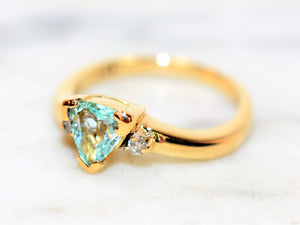 LeVian Natural Paraiba Tourmaline & Diamond Ring 14kt Yellow Gold 0.65tcw Gemstone Designer Women's Estate Jewelry Engagement Ring