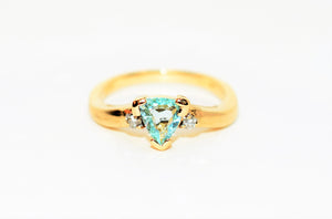 LeVian Natural Paraiba Tourmaline & Diamond Ring 14kt Yellow Gold 0.65tcw Gemstone Designer Women's Estate Jewelry Engagement Ring