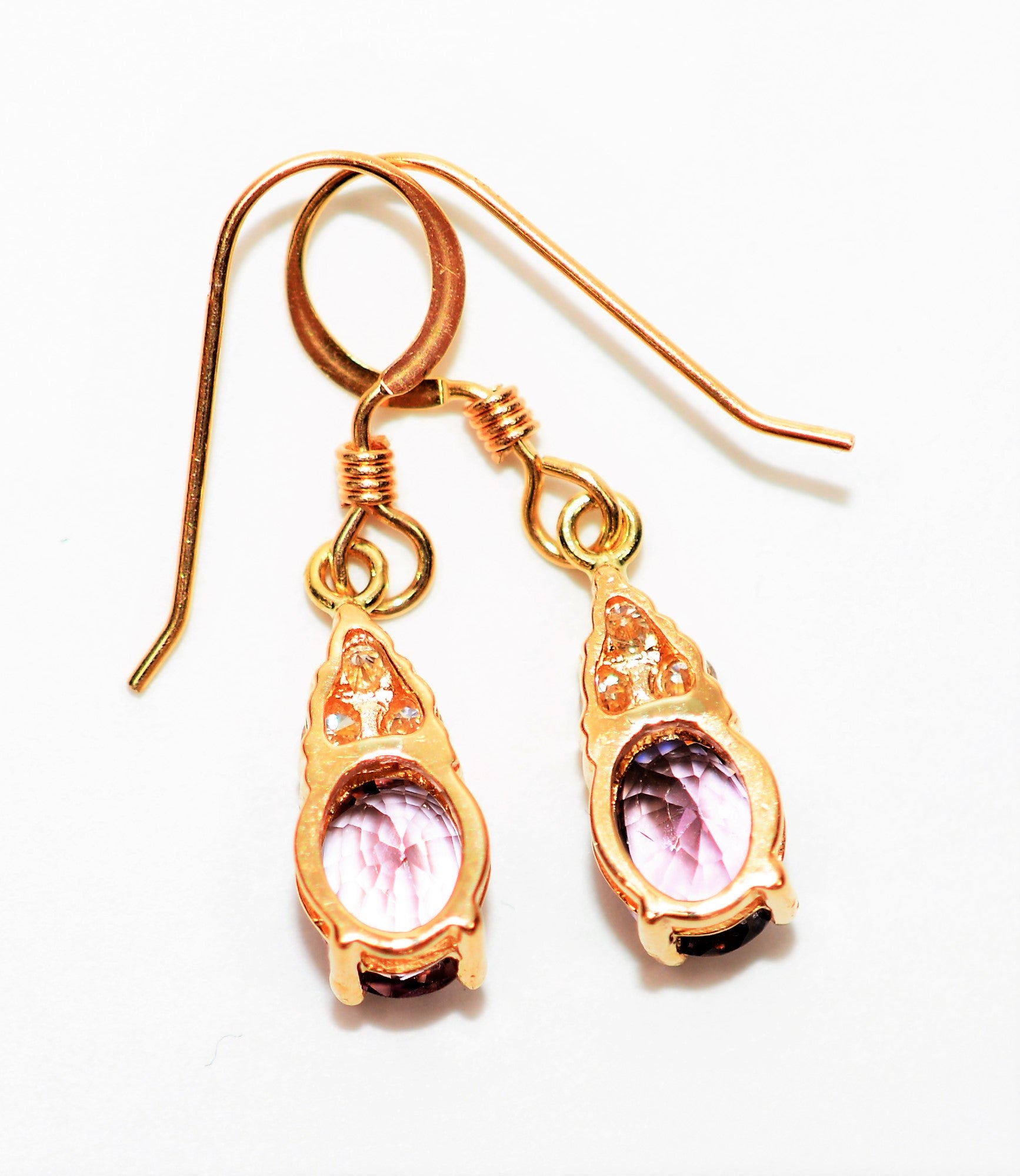 Natural Purple Spinel & Diamond Earrings 14K Solid Gold 2.39tcw Gemstone Earrings Dangle Earrings Drop Earrings Birthstone Earrings Statement