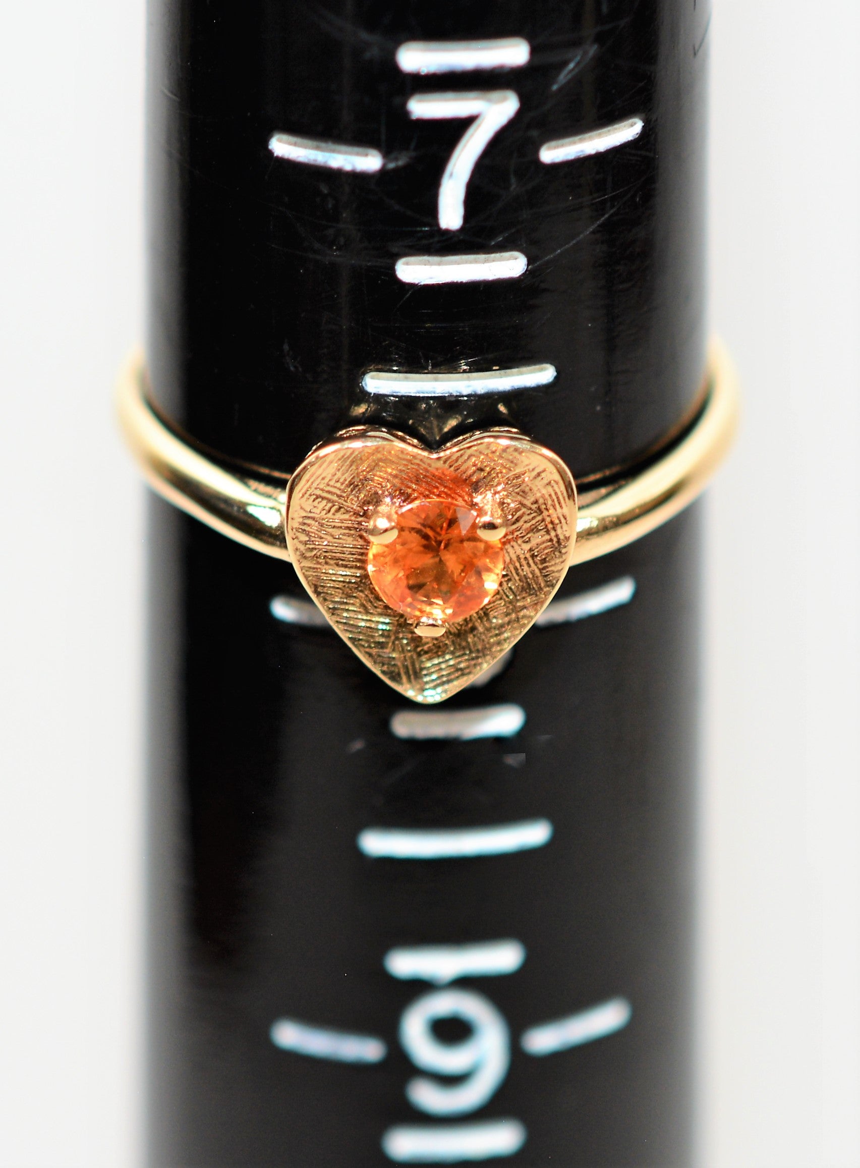 Natural Padparadscha Sapphire Ring 10K Solid Gold .37ct Solitaire Ring Heart Ring Gemstone Ring Promise Ring Love Ring Engagement Ring Fine