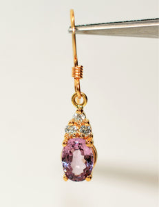 Natural Purple Spinel & Diamond Earrings 14K Solid Gold 1.99tcw Gemstone Earrings Dangle Earrings Drop Earrings Birthstone Earrings Statement
