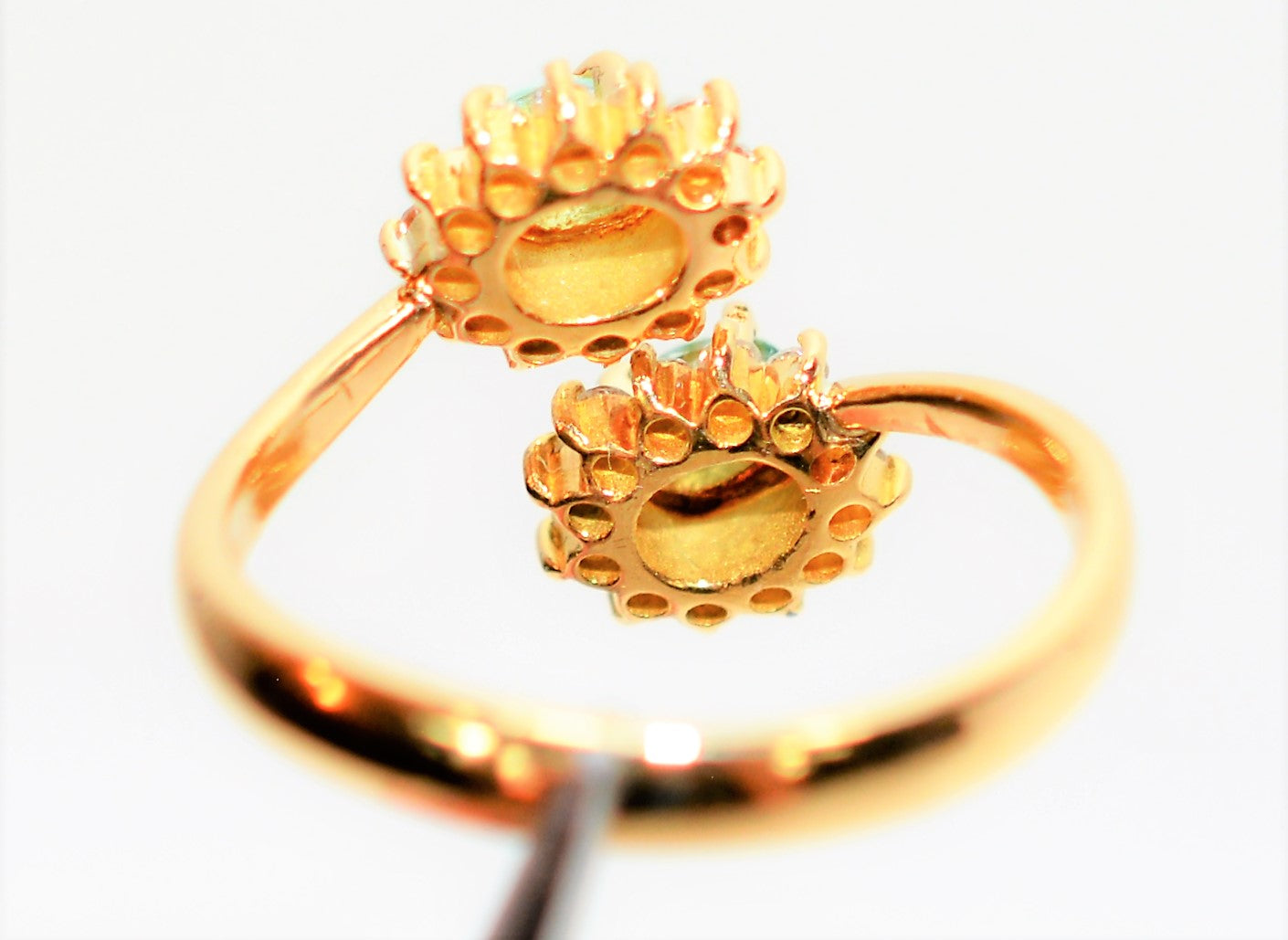 Natural Paraiba Tourmaline & Diamond Ring 18K Solid Gold .52tcw Gemstone Cluster Women's Ring Estate Jewelry Jewellery Fine Jewelry