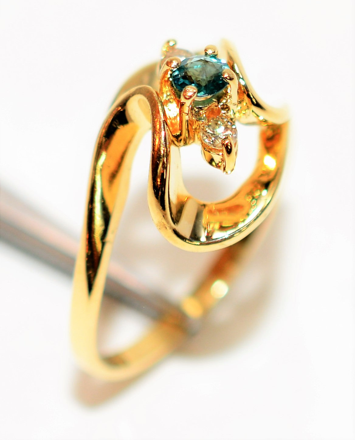Natural Grandidierite & Diamond Ring 14K Solid Gold .18tcw RARE Gemstone Women's Ring Estate Jewelry Jewellery Vintage