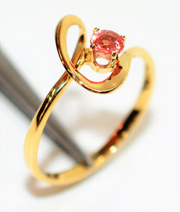Natural Padparadscha Sapphire Ring 14K Solid Gold .31ct Solitaire Gemstone Women's Ring Estate Jewelry Fine Jewellery