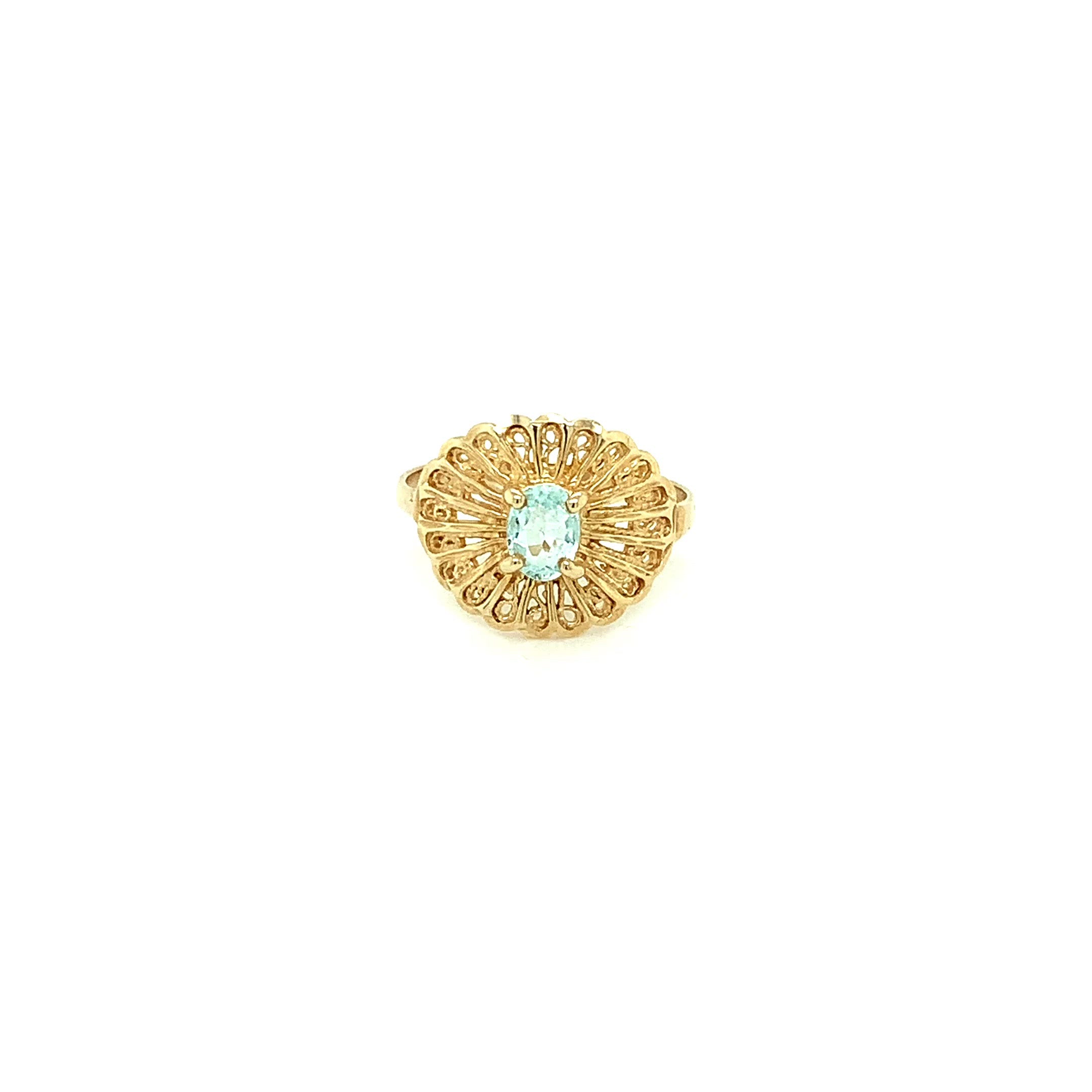 Natural Paraiba Tourmaline Ring 10K Solid Gold .50ct Solitaire Gemstone Saucer Ring Ballerina Ring Women's Ring Birthstone Jewelry Jewellery