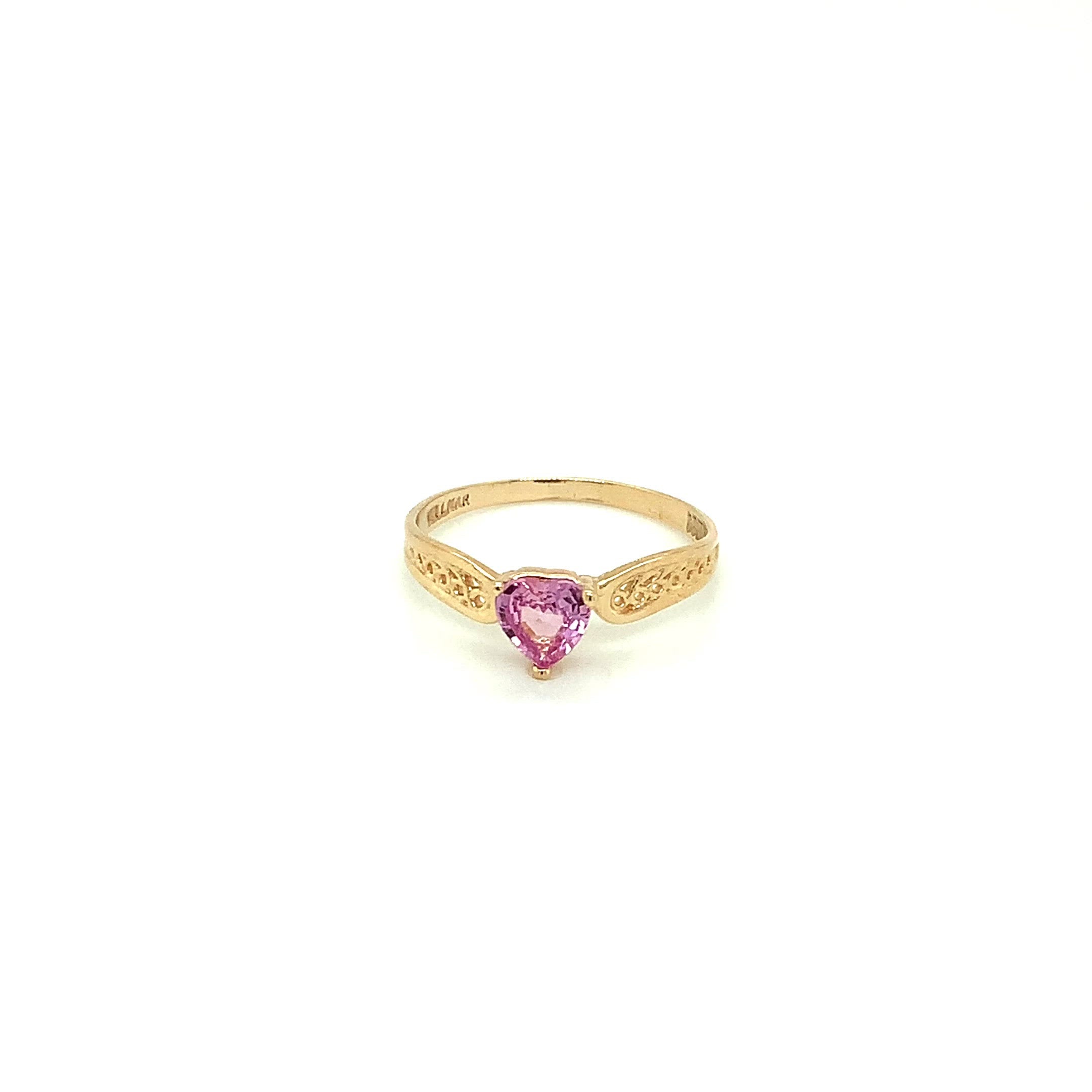 Natural Padparadscha Sapphire Ring 10K Solid Gold .74ct Heart Ring Solitaire Ring Stackable Ring Promise Ring Engagement Ring Women's Ring