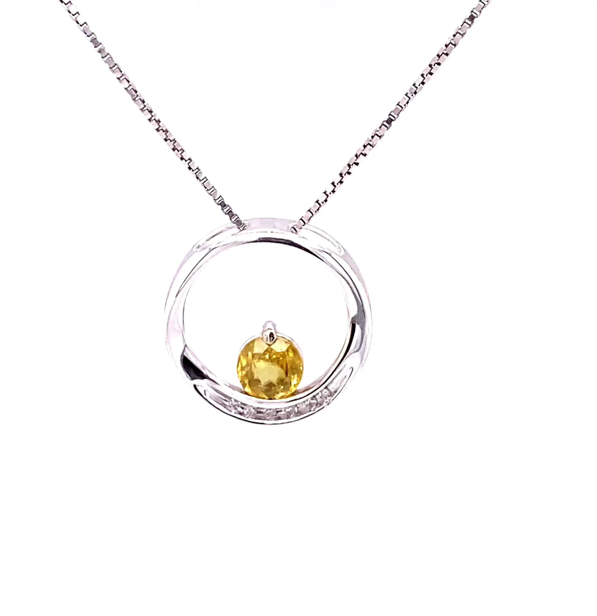 Natural Sphene Titanite & Diamond Necklace 14K Solid White Gold .87tcw Pendant Necklace Gemstone Necklace Sphene Necklace Women's Necklace