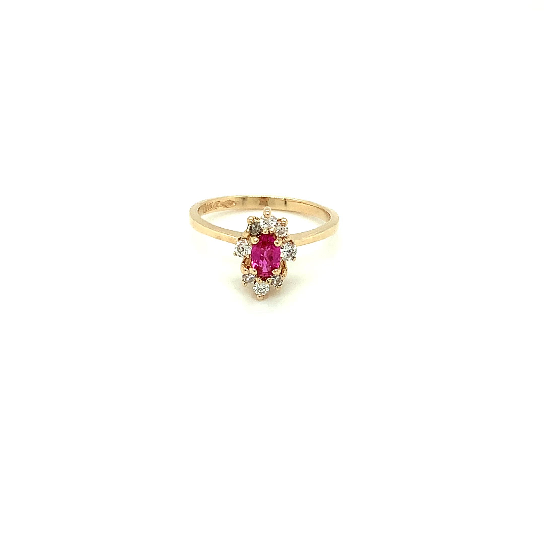 Natural Ruby & Diamond Ring 14K Solid Gold .60tcw Ruby Ring Marquise Ring Gemstone Ring Statement Ring Women's Ring Vintage Engagement Ring