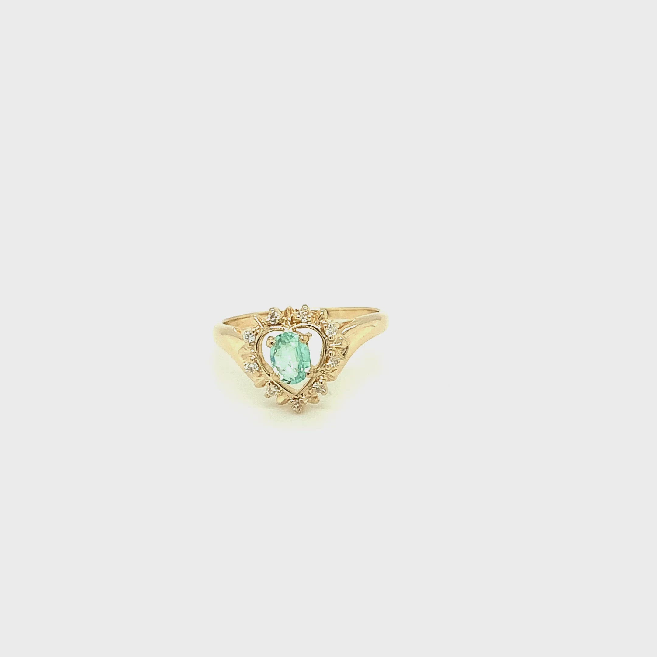 Natural Paraiba Tourmaline & Diamond Ring 14K Solid Gold .38tcw Heart Gemstone Diamond Halo Estate Jewelry Vintage Jewellery Women's Ring