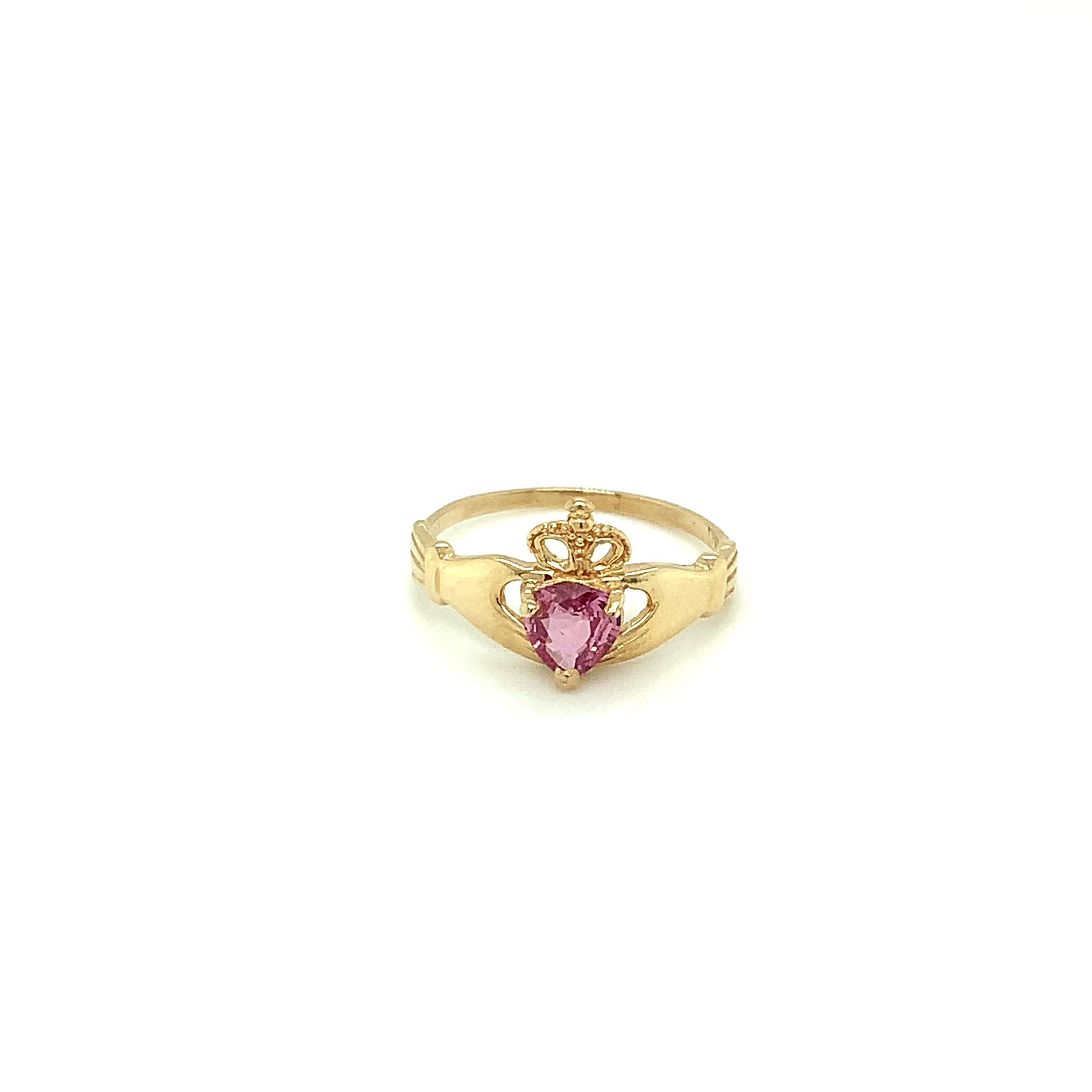 Irish Claddagh Ring Natural Padparadscha Sapphire Ring 14K Solid Gold .79ct Gemstone Ring Heart Ring Engagement Ring Promise Ring Jewellery