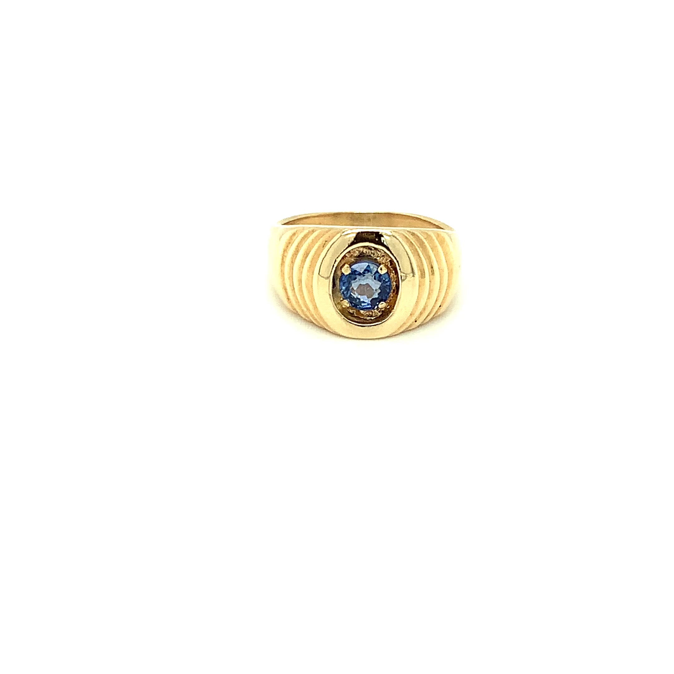 Natural Ceylon Sapphire Ring 14K Solid Gold .71ct Sri Lankan Sapphire Ring Solitaire Ring Gemstone Ring Men's Ring Estate Jewelry Jewellery